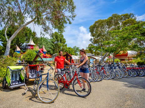 Alquiler de bicicletas y remolques para niños en camping CAPFUN An Trest SARZEAU (56).