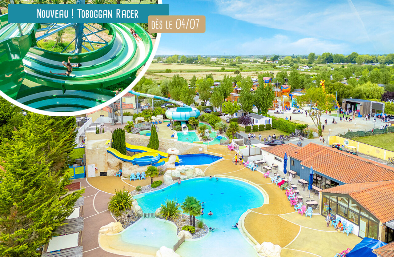 Tobog�n racer, piscinas y juegos en el camping VAGUES OCEANES Bois Joly en Saint-Jean-de-Monts.
