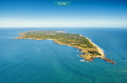Isla de Yeu vista aérea, destino turístico para visitar en Vandea.