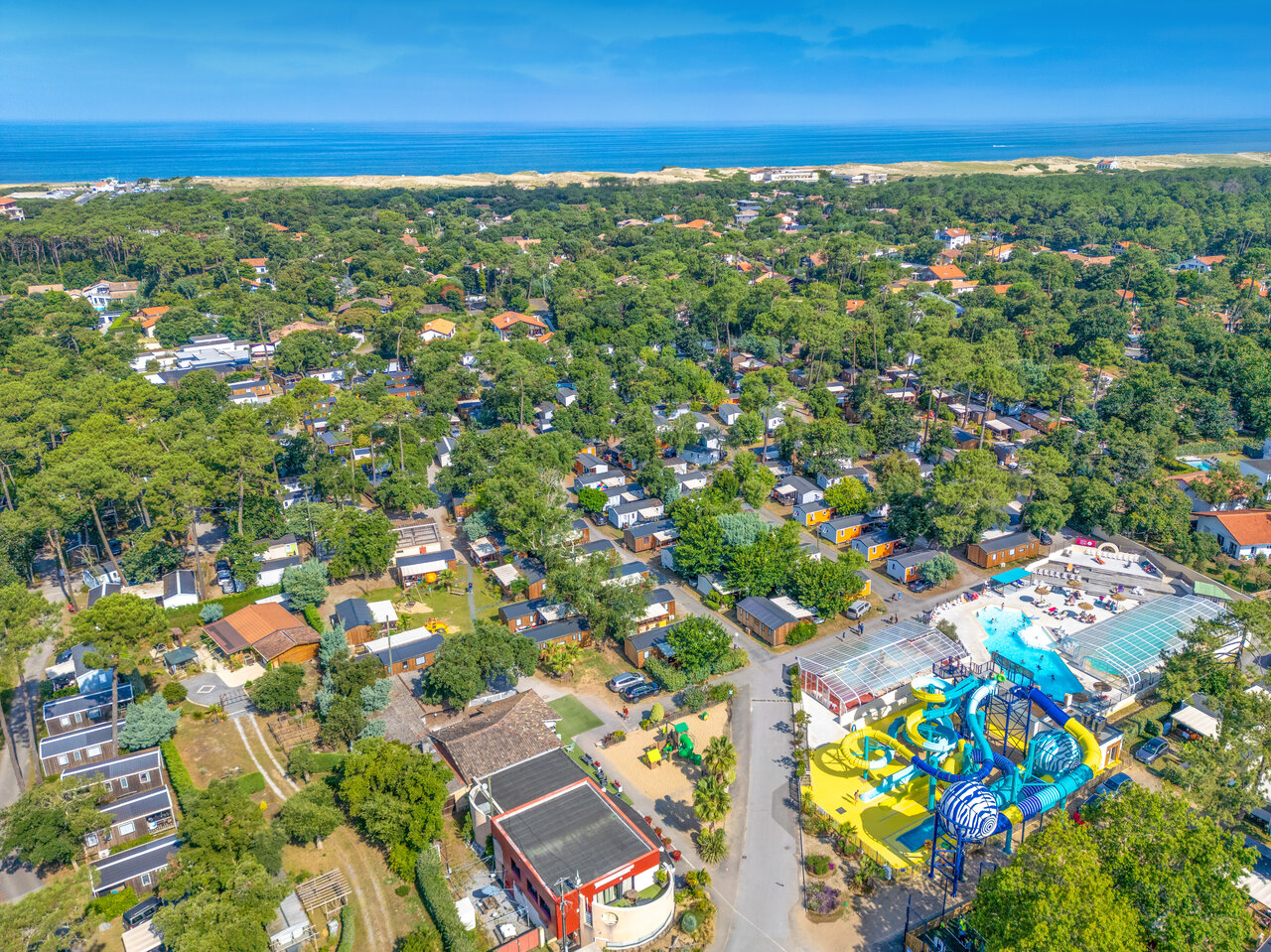 Parque acu�tico, alojamientos, oc�ano en el camping VAGUES OCEANES Boudigau, LABENNE OCEAN.