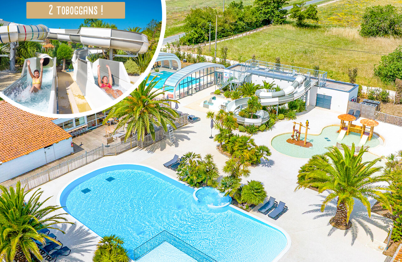 Toboganes, piscinas en camping CLICOCHIC Cabanes d Ol�ron en ST GEORGES D'OLERON.