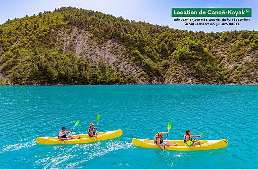 Alquiler pirag�ismo-kayak en lago turquesa en camping CLICOCHIC Castillon de Provence (04).
