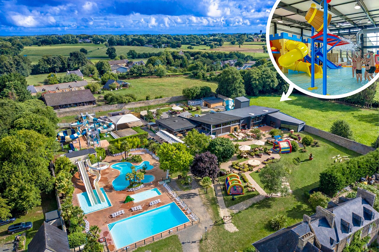 Piscinas, toboganes y juegos acu�ticos en el camping CAPFUN Ch�teau de Galin�e en SAINT CAST LE GUILDO (22).