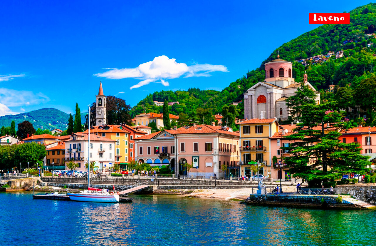 Pintoresco pueblo de Laveno a orillas del Lago Mayor, Italia.