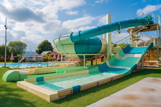 Toboganes acuáticos y piscina exterior en el camping CAPFUN Citta di Angera en Angera VA (21).