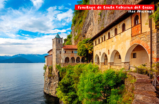 Ermita de Santa Caterina del Sasso, monumento histórico a orillas del Lago Mayor.