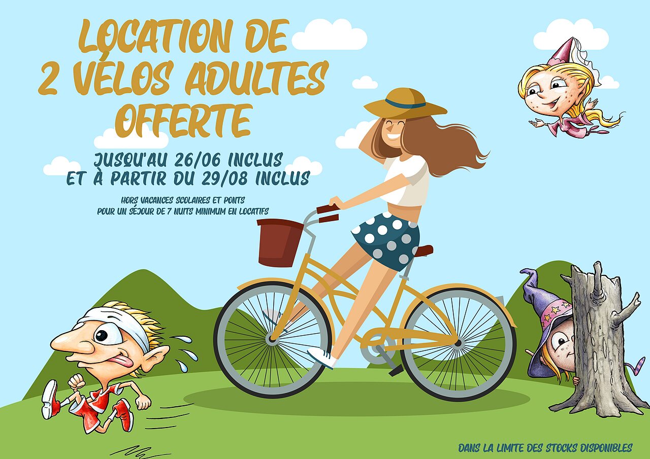 Alquiler de 2 bicicletas para adultos gratis en el camping CLICOCHIC Commanderie en Rustiques (11).