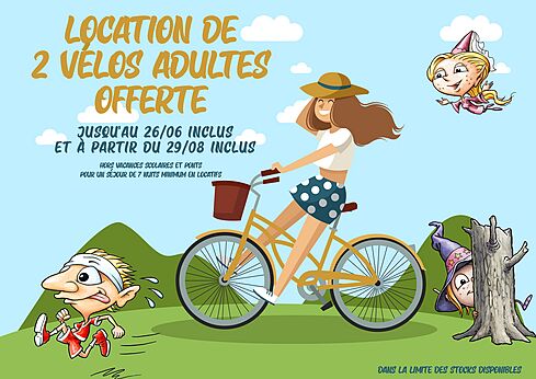 Alquiler de 2 bicicletas para adultos gratis en el camping CLICOCHIC Commanderie en Rustiques (11).