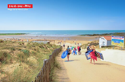 Playa de la Mine en Jard-sur-Mer, Vendée, accesible desde el camping.