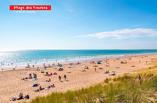 Playa de Les Conches, amplia playa de arena en Jard sur Mer.