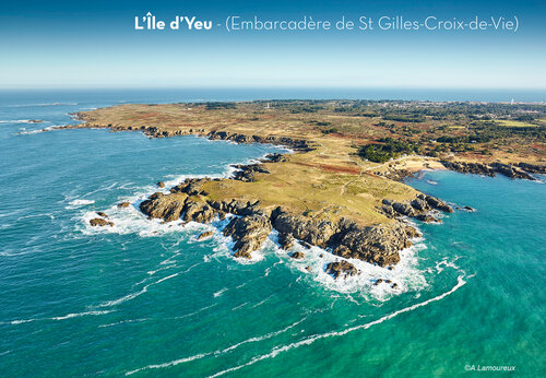 Isla de Yeu, costa rocosa y mar turquesa, lugar para visitar cerca del camping.