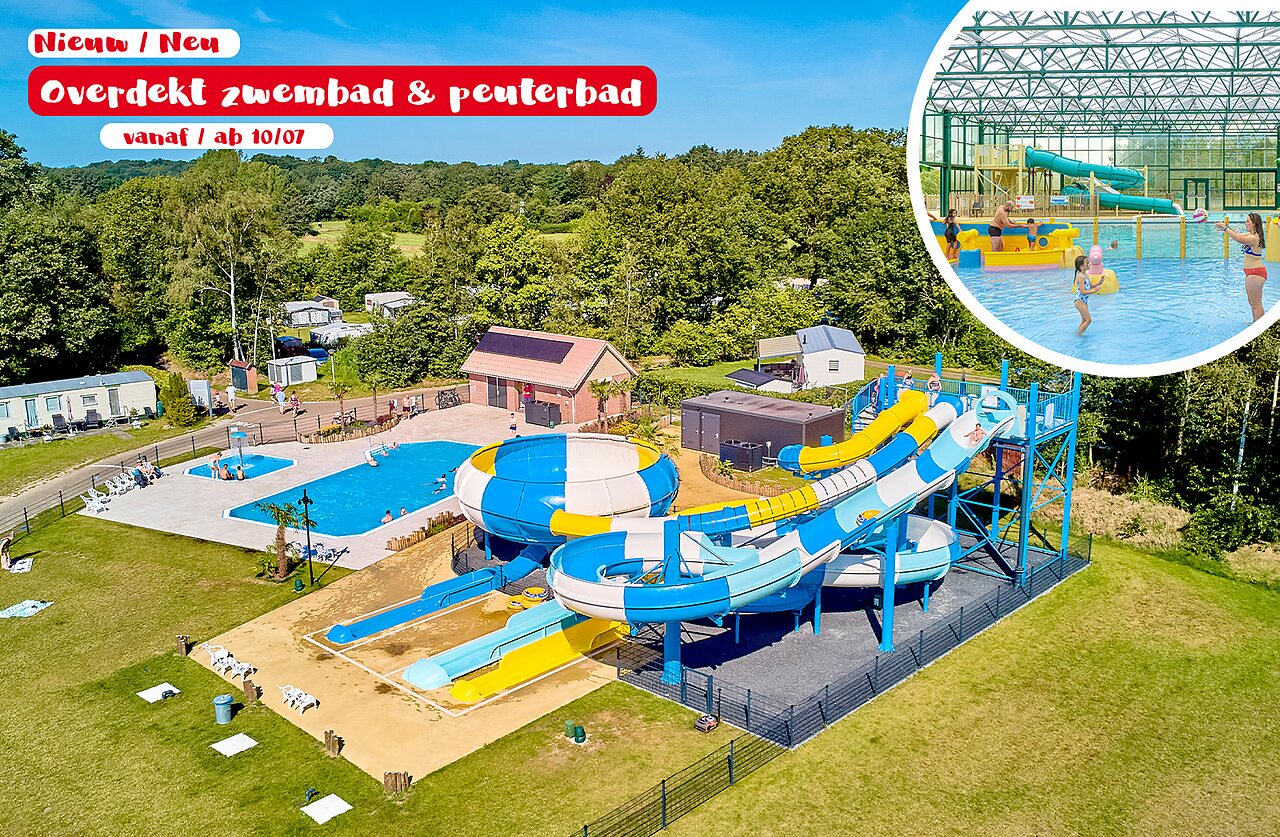 Toboganes acu�ticos, piscina exterior y cubierta en CAPFUN De Eikenhof Paasloo/Oldemarkt.