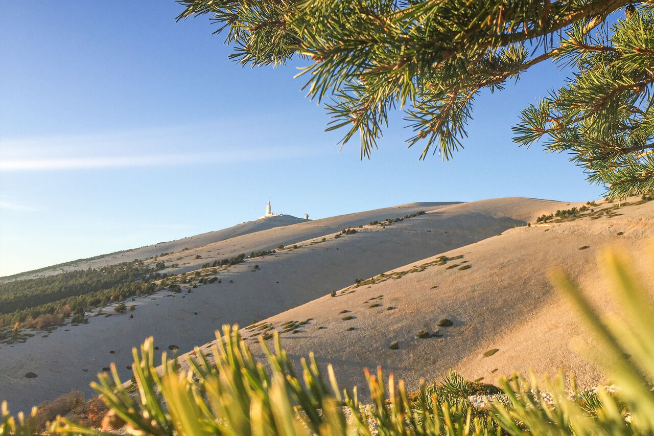 Cima del Mont Ventoux con su observatorio, vista panor�mica en el camping LIBRANOO Naturiste Belezy en B�doin (84).