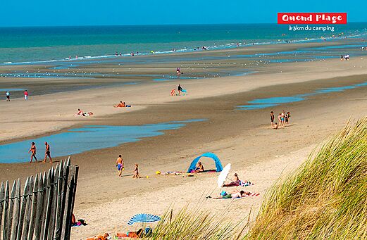 Amplia playa de arena fina en Quend Plage, perfecta para relajarse en familia.