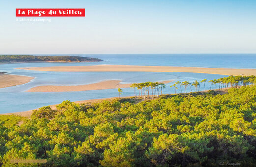 Playa de Veillon, estuario y pinar a visitar cerca de Jard sur Mer.