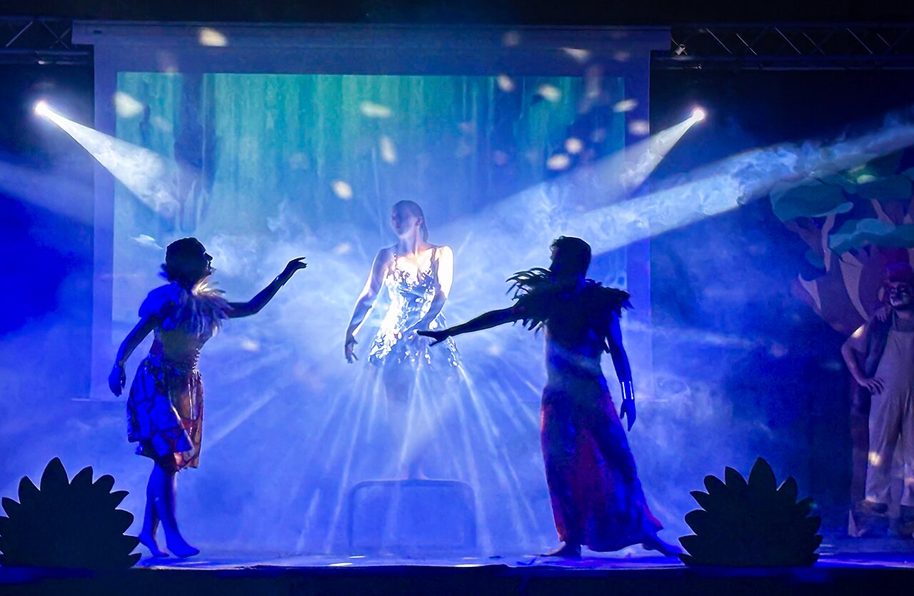 Espect�culo nocturno con artistas y luces, en el camping VAGUES OCEANES Elys�e.