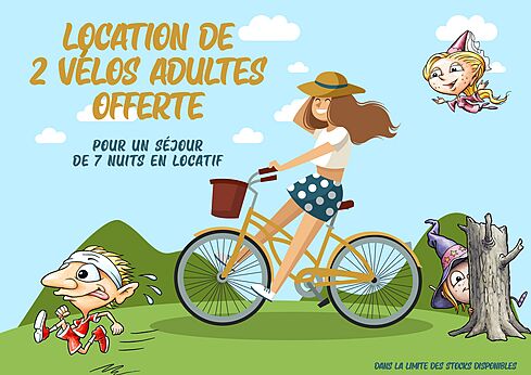Oferta alquiler de 2 bicicletas para adultos gratis en el camping CLICOCHIC Etoile de Mer en Asserac (44).