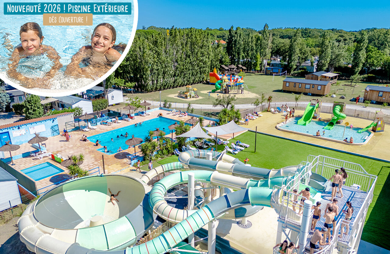 Parque acu�tico, piscina en el camping VAGUES OCEANES Au Flamenco en Argel�s-sur-Mer (66).