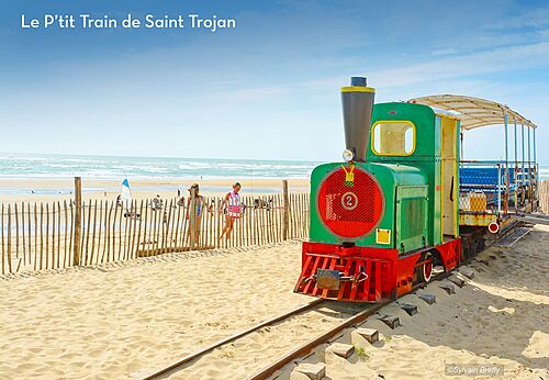 El Pequeño Tren de Saint Trojan en la playa, Isla de Oléron.