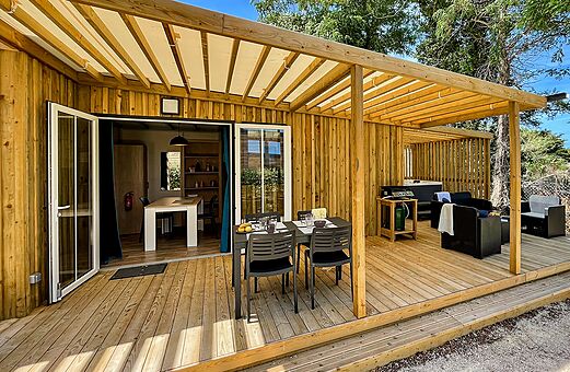 Casa móvil, jacuzzi, terraza en camping VAGUES OCEANES Grosses Pierres Saint-Georges-d'Oléron.