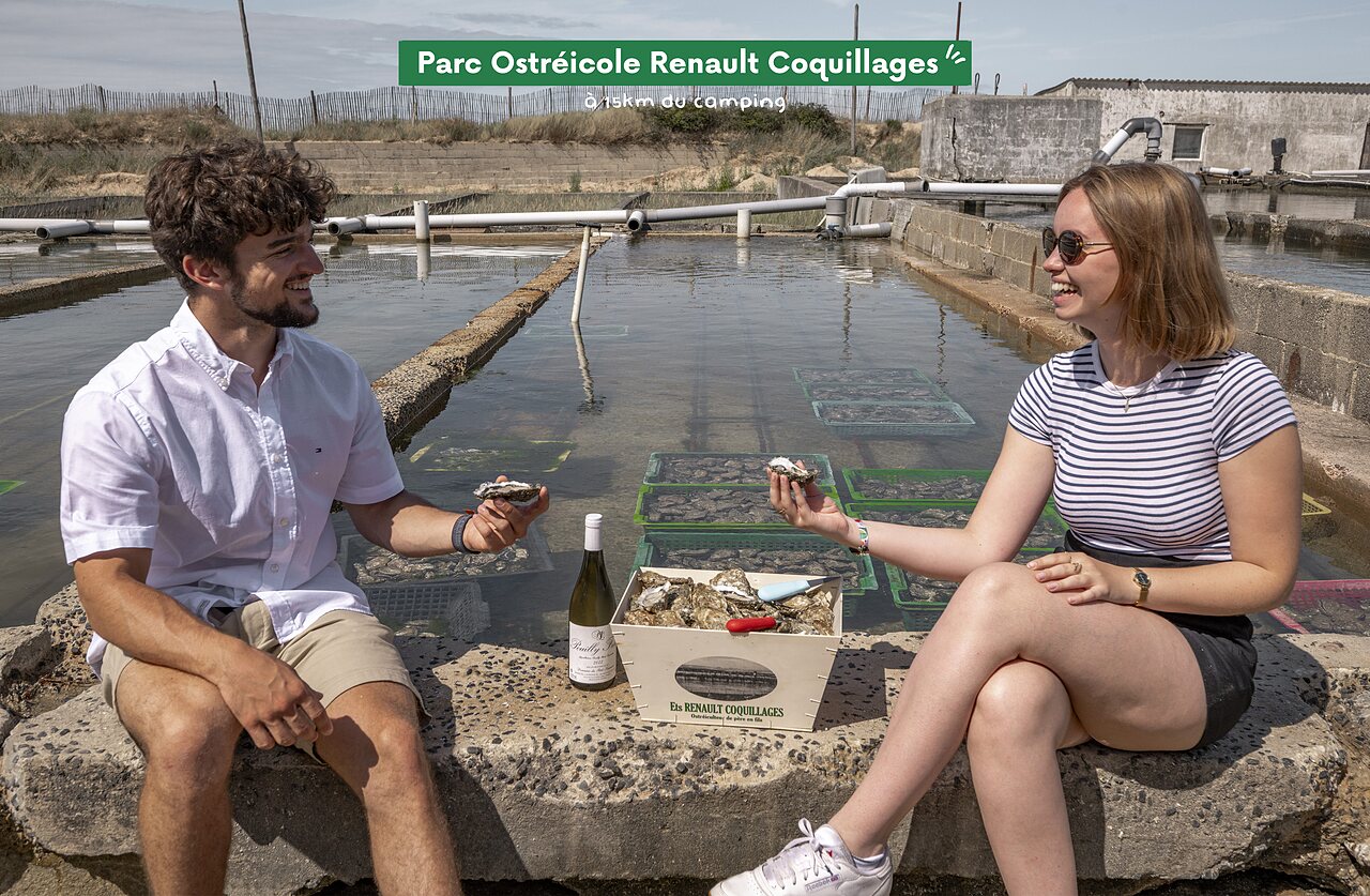 Degustaci�n de ostras frescas en el Parque Ostr�cola Renault Coquillages cerca de Berni�res-sur-Mer.