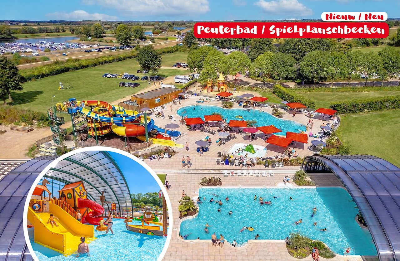 Piscinas exteriores, toboganes acu�ticos y piscina infantil cubierta en CAPFUN IJsselstrand, Doesburg.