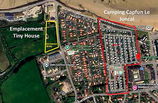 Vista aérea camping CAPFUN Le Joncal, Mobil-homes, parcelas Tiny House, Grandcamp - Maisy (14).
