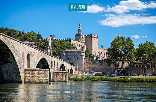 Puente de Aviñón y Palacio de los Papas, monumentos históricos en Provenza.