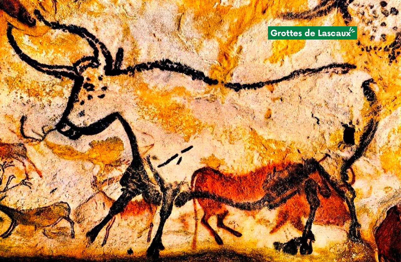 Pinturas rupestres prehist�ricas de las Cuevas de Lascaux, sitio tur�stico en Dordo�a.