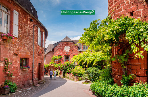 Pueblo de Collonges-la-Rouge, casas de arenisca roja, Corrèze, Nueva Aquitania.