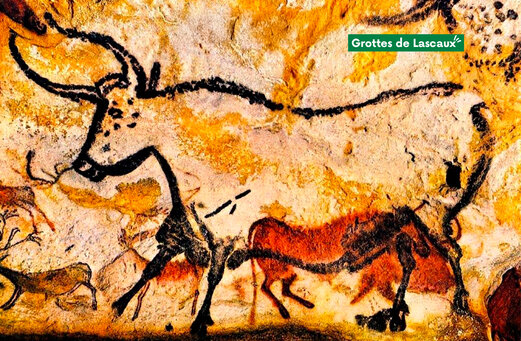 Pinturas rupestres prehistóricas de las Cuevas de Lascaux, sitio histórico en Dordoña.