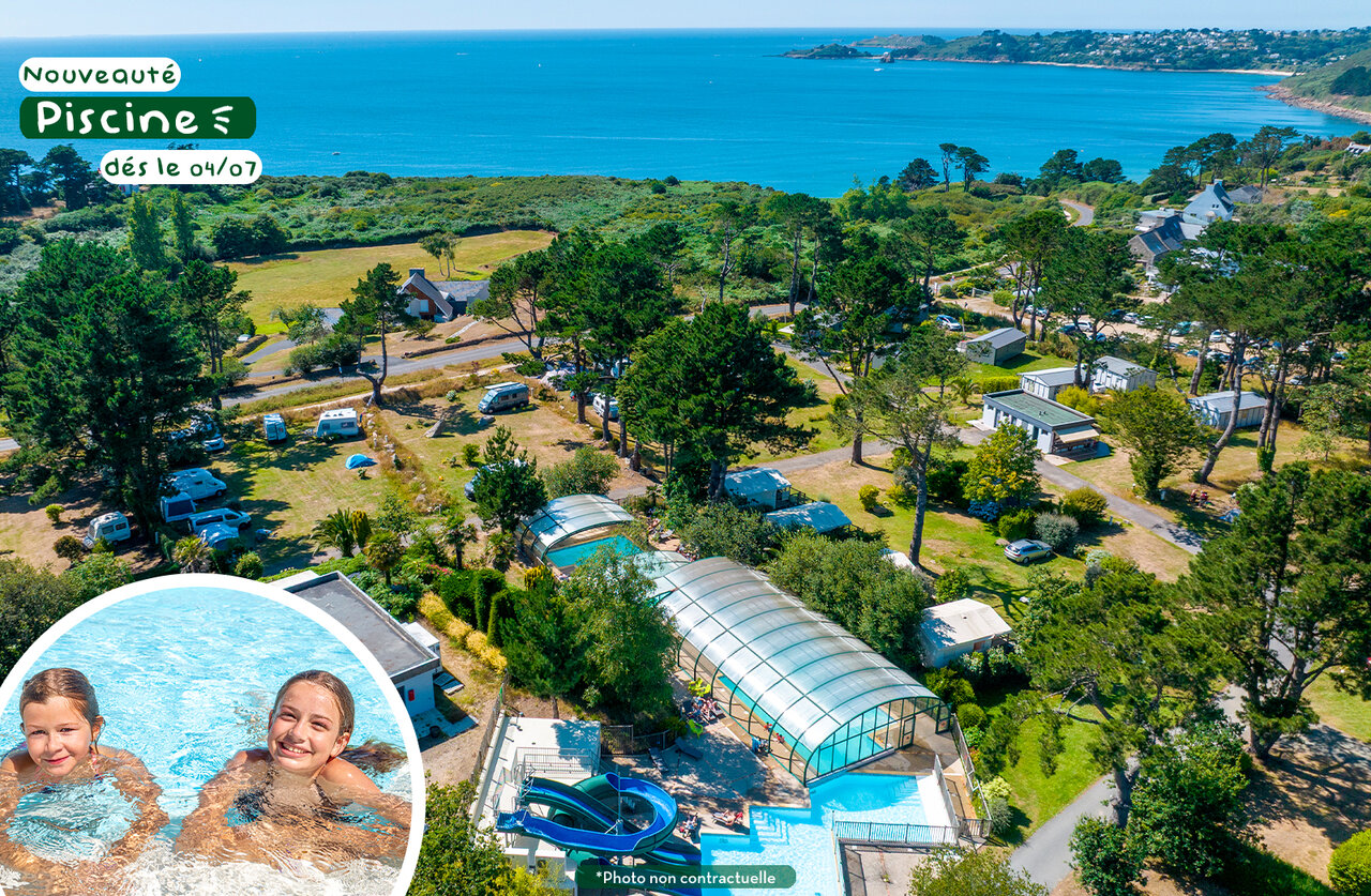 Nuevo complejo acu�tico con tobog�n en el camping CLICOCHIC Les plages de Beg L�guer.