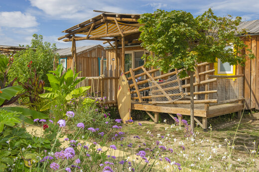 Mobil-home de madera, terraza, surf en el camping CAPFUN Lila en LINXE (40).