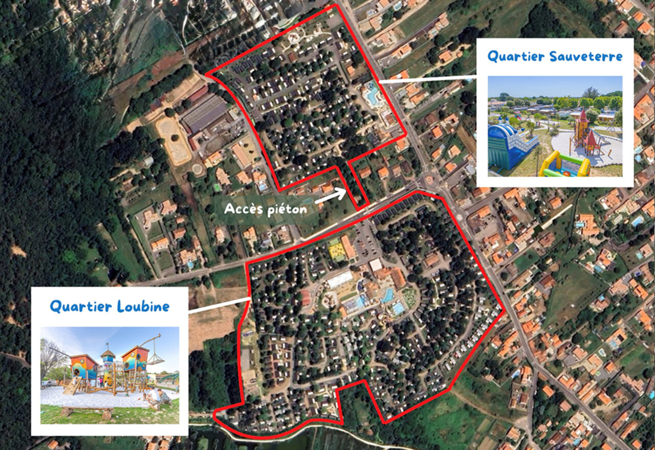 Plano a�reo camping Loubine Sauveterre, CAPFUN Loubine Les Sables d'Olonne (85).