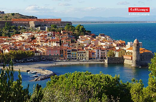 Collioure, pueblo pesquero colorido con su puerto e iglesia, Pirineos Orientales.