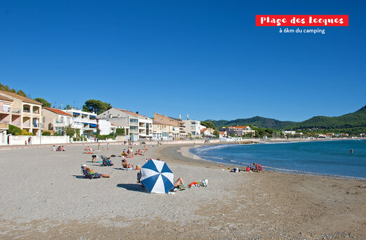 Playa Les Lecques en Saint-Cyr-sur-Mer, Var, para vacaciones soleadas.