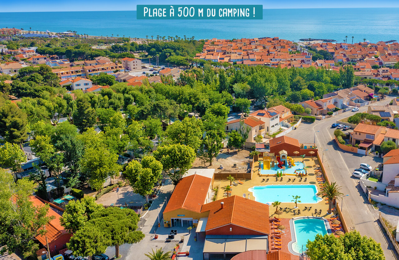 Piscinas, juegos acu�ticos, Mobil-homes y mar en el camping VAGUES OCEANES Marinette en Ste Marie La Mer (66).