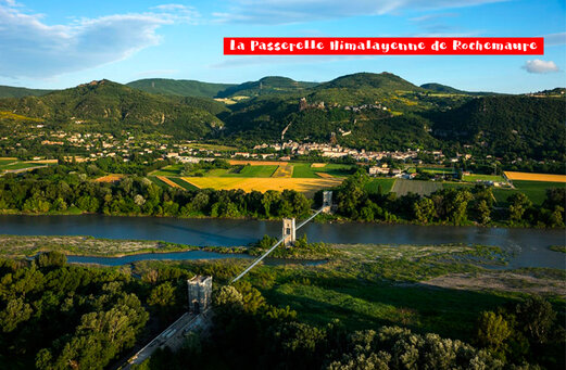 Pasarela Himalayana de Rochemaure, puente colgante sobre el Ródano en Ardèche.