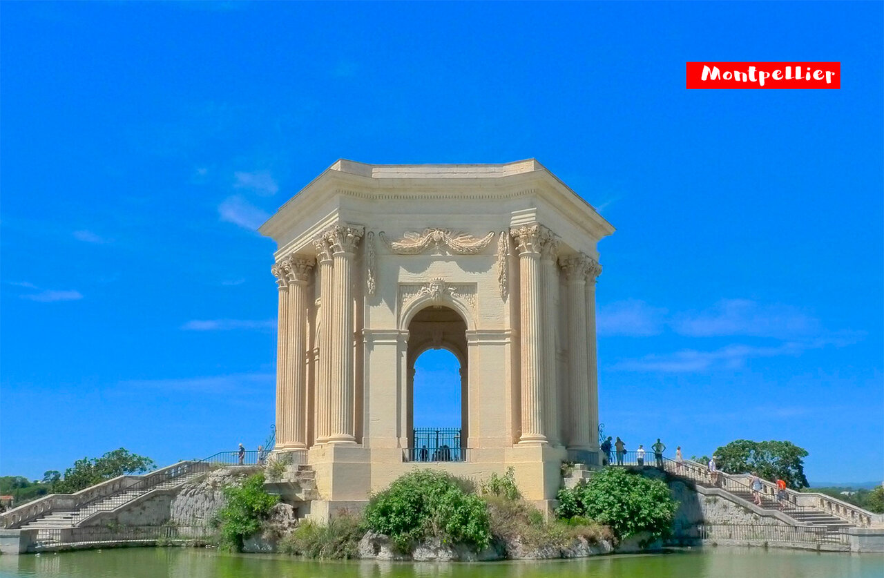 Castillo de agua del Peyrou, monumento hist�rico para visitar en Montpellier, Occitania.