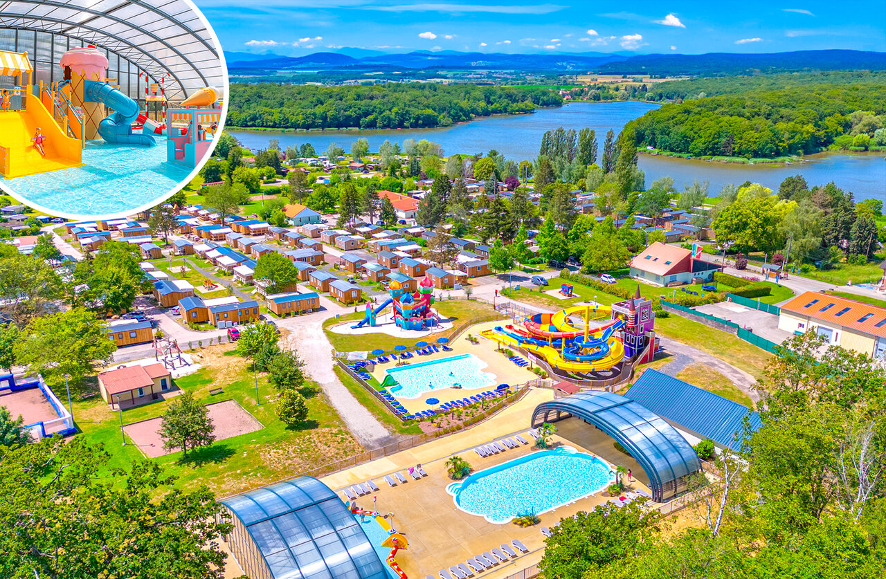 Piscinas, toboganes y Mobil-homes en el camping CAPFUN Palais de Gaufrette en R�mering les Puttelange (57).