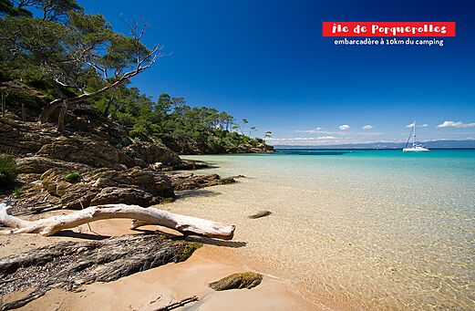 Playa paradis�aca de la Isla de Porquerolles, aguas turquesas y costa rocosa.