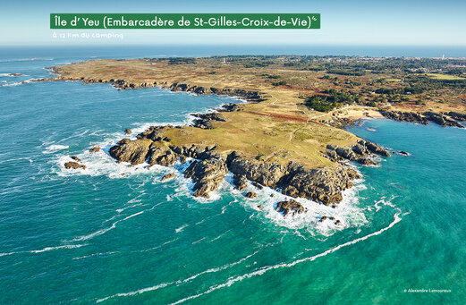 Isla de Yeu, costa salvaje y acantilados rocosos cerca de St-Gilles-Croix-de-Vie.