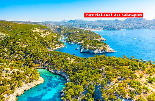 Parque Nacional de las Calanques, paisajes costeros cerca de Pertuis.