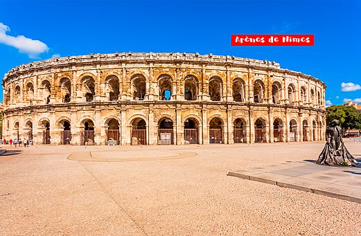 Arenas de Nimes, anfiteatro romano histórico para visitar en Gard.