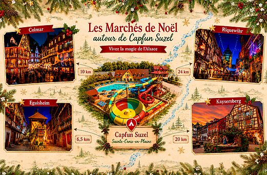 Mercados de Navidad m�gicos en ciudades alsacianas: Colmar, Riquewihr, Eguisheim.
