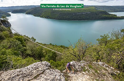 V�a Ferrata del Lago de Vouglans, escalada cerca del camping en Maisod (Jura).
