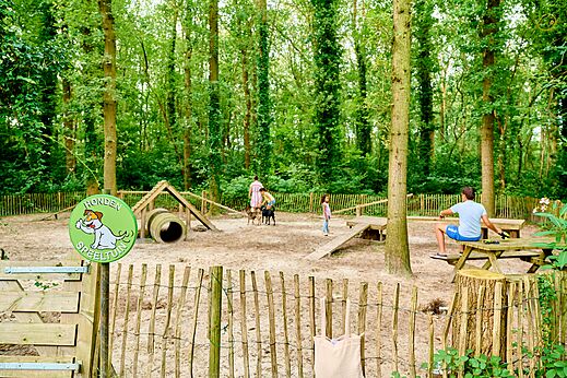 Área canina vallada con juegos de agilidad en el camping CAPFUN De Waldsang en Bakkeveen.