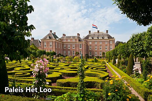 Palacio Het Loo y sus jardines barrocos en Apeldoorn, Países Bajos.
